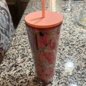 Starbucks Pink Floral Glitter Tumbler